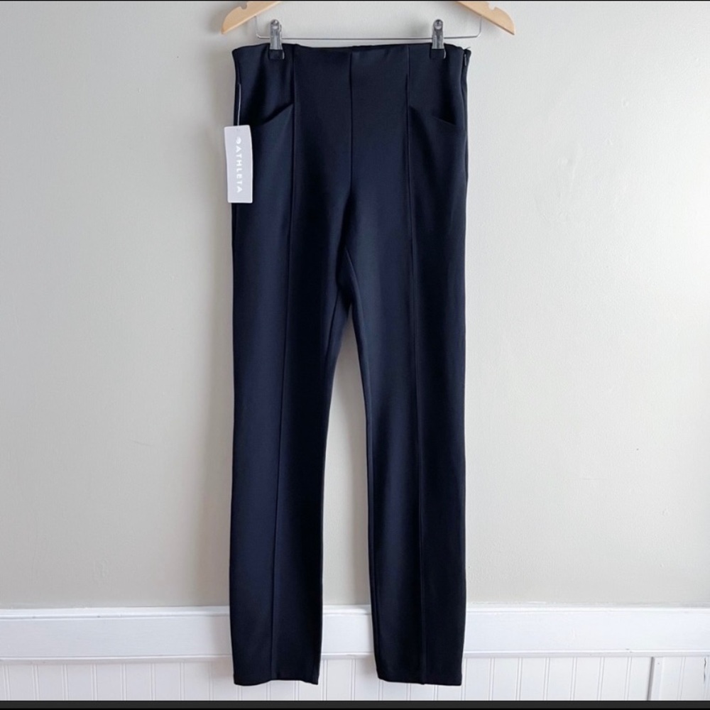 NWOT Athleta • Black Siena Skinny Pant, High Rise, Stretch Ponte, Size 2 petite